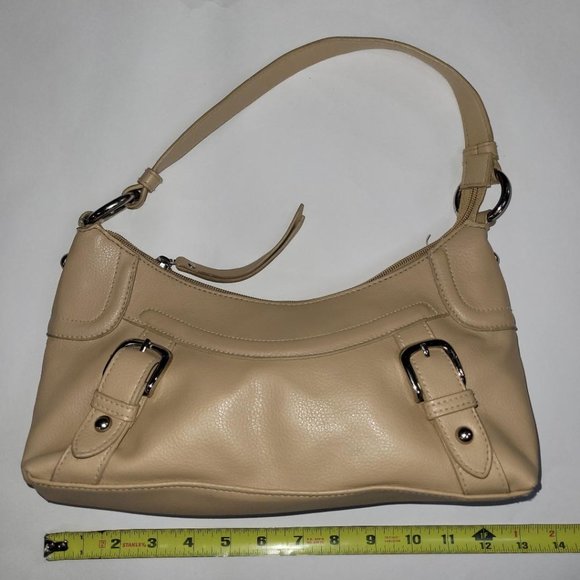 ANA -A New Approach Pebble Handbag Tan Silver Trim - Picture 3 of 8